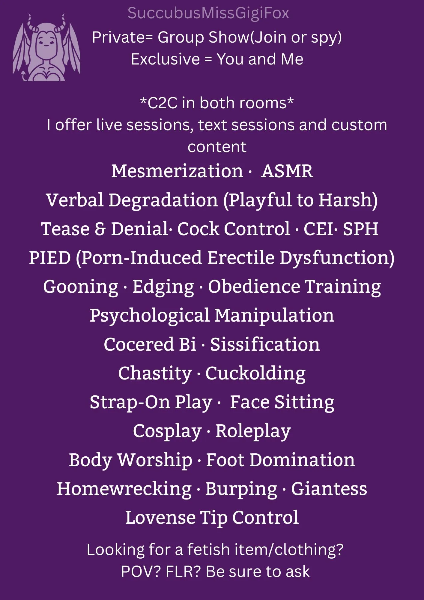 Live sex webcam photo for SuccubusMissGigiFox #7994627